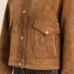 Veste ample col montant doubl&eacute;e marron fonc&eacute; femme