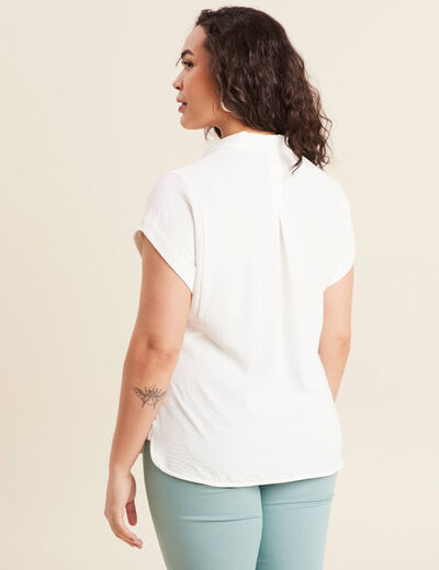 Blouse manches courtes ecru femme