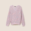 Pull droit long col v manches longues rose fushia femme