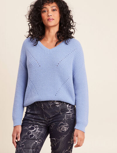 Pull manches longues bleu ciel femme