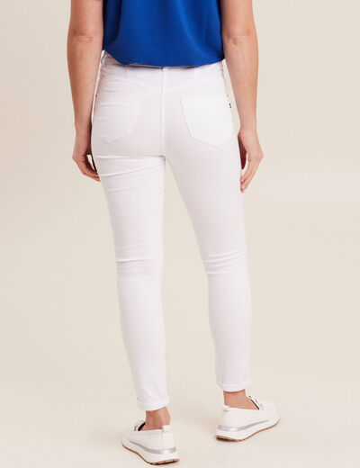 Jean coupe ajust&eacute;e 7/8&egrave;me blanc femme