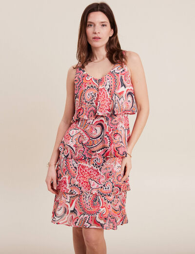 Robe évasée volantée multicolore femme