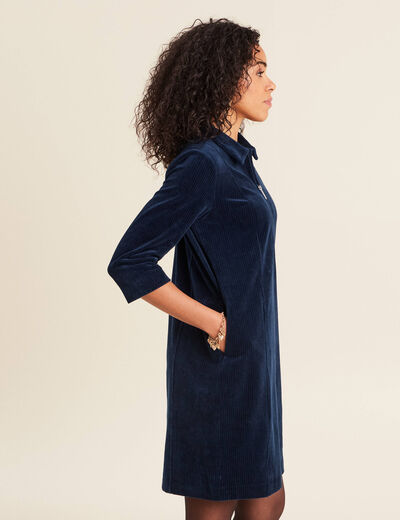 Robe droite velours bleu marine femme