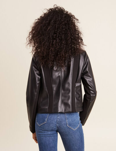 Veste cintrée simili cuir noir femme