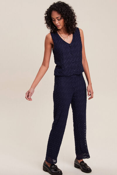 Gilet sans manches bleu foncé femme