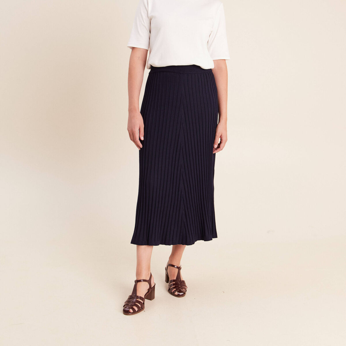 Jupe en maille bleu marine femme