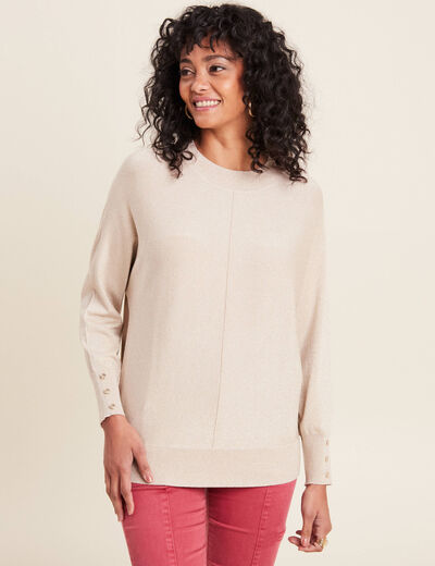 Pull manches longues couleur or femme