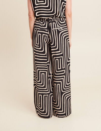 Pantalon flou taille haute noir femme