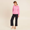 Pull col rond manches longues rose femme