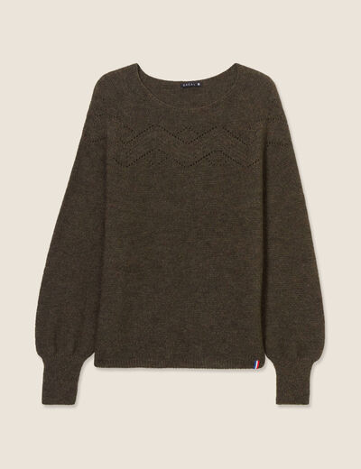 Pull confectionné en France vert kaki femme