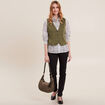 Veston sans manches satin vert olive femme