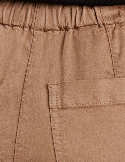 Pantalon coupe droite à coulisse taupe femme