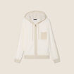 Gilet à capuche zippé ecru femme