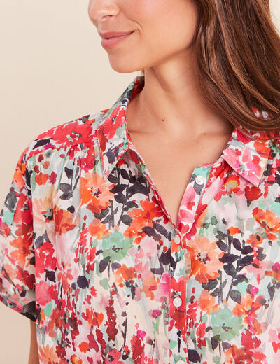 Chemise droite courte manches courtes multicolore femme