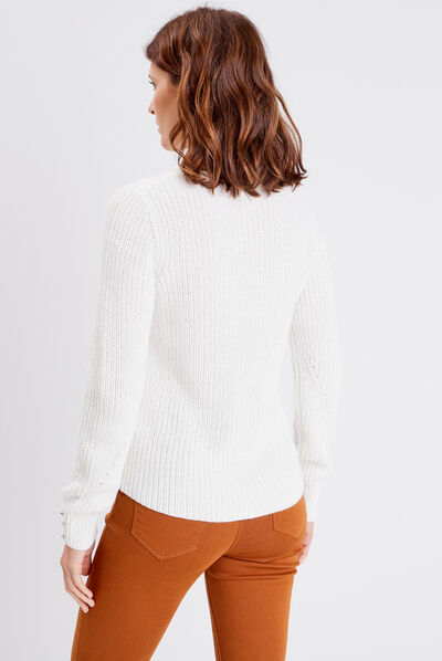 Pull manches longues ecru femme