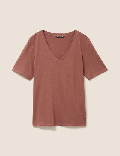 T-shirt manches courtes marron femme