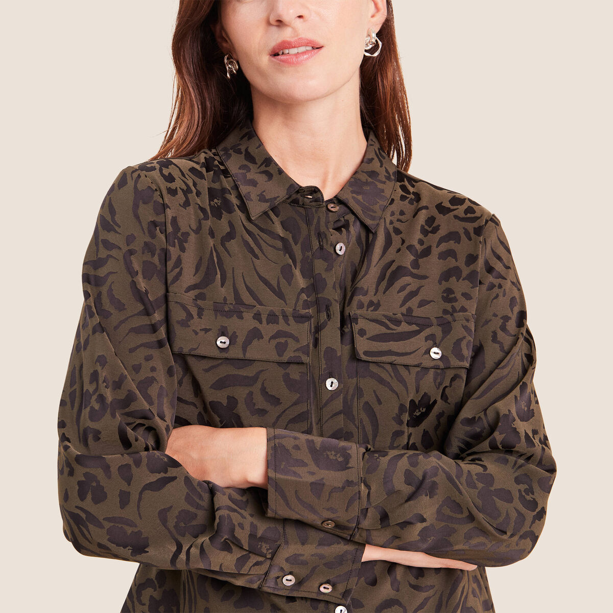 Chemise manches longues vert femme
