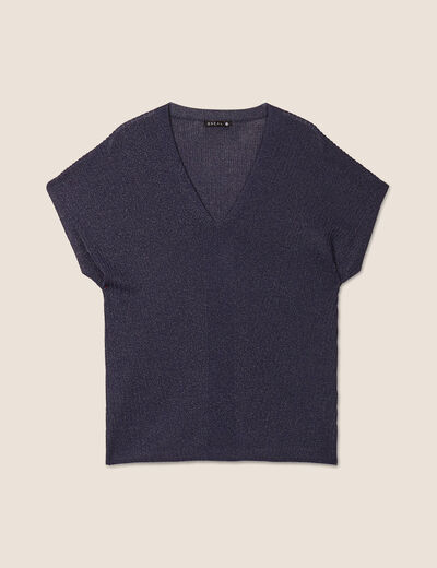 Pull à manches courtes bleu marine femme