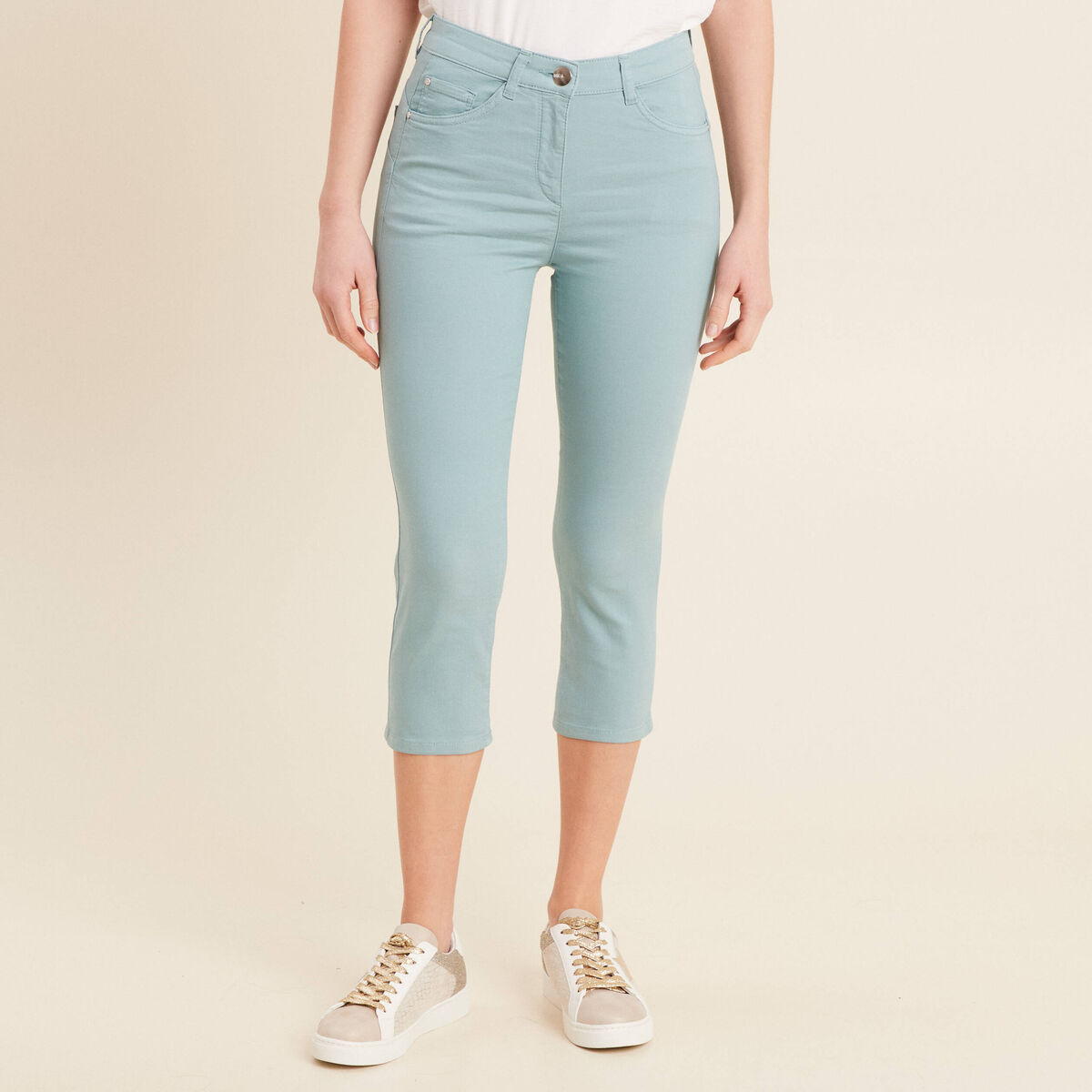 Pantacourt magique Le L&eacute;ger coupe droite bleu canard femme