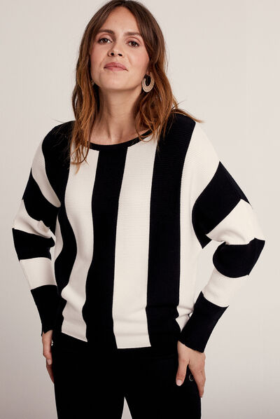 Pull manches chauve-souris noir femme