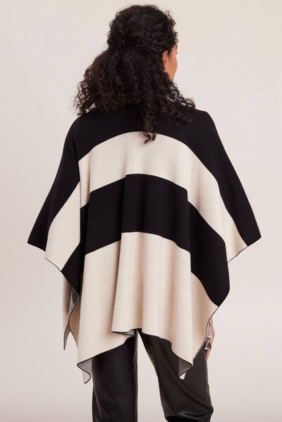 Poncho avec poches noir femme
