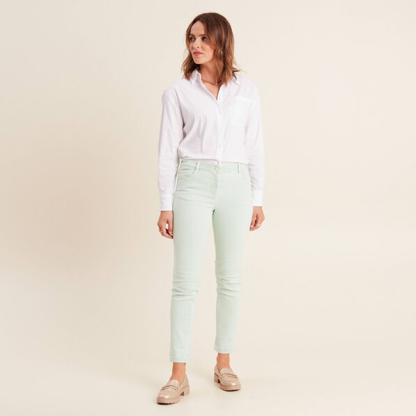 jean ajuste 78eme 5 poches vert clair femme Jean ajusté 7/8ème 5 poches vert clair femme