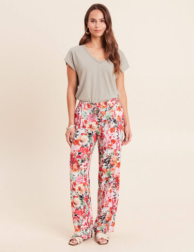 Pantalon large taille standard multicolore femme