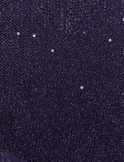 Pull col v manches longues &agrave; sequins bleu marine femme