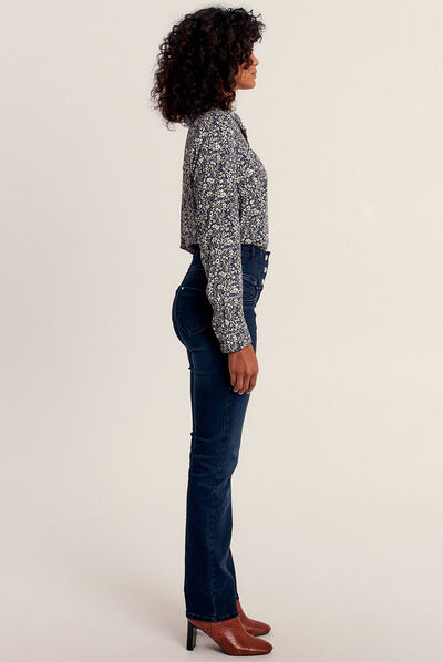 Jean droit effet gainant denim brut femme