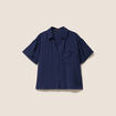 Chemise ample courte &agrave; manches courtes bleu marine femme
