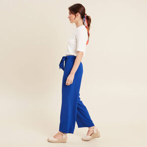 pantalon flou droit 78eme bleu electrique femme Pantalon flou droit 7/8ème bleu electrique femme