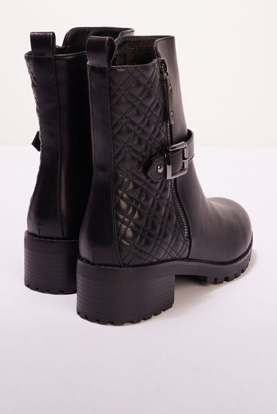 Bottines détails matelassés noir femme