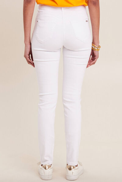 Jean magique ajusté taille standard blanc femme