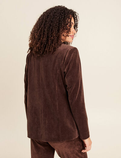 Veste tailleur velours marron femme