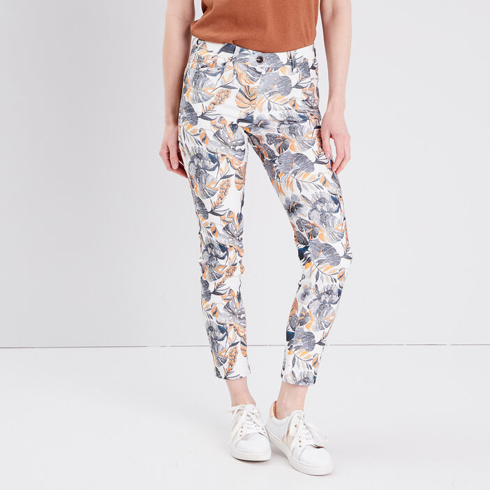 Pantalon ajusté 7/8ème ecru femme