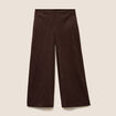 Pantalon large 7/8&egrave;me aspect daim marron fonc&eacute; femme