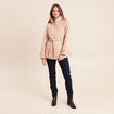 Parka droite ceintur&eacute;e beige femme