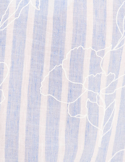 Blouse ample col chemise manches courtes bleu femme