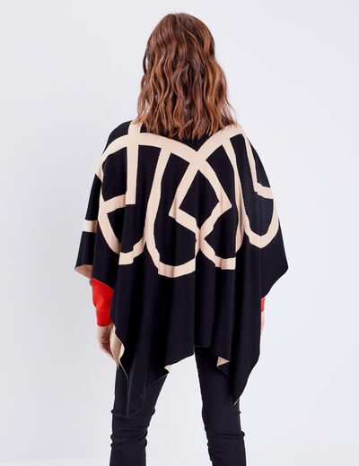 Poncho réversible noir femme