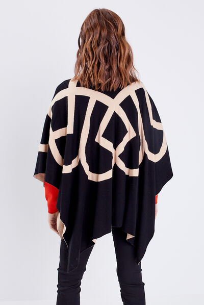 Poncho réversible noir femme