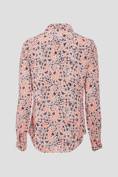 Chemise manches longues orange corail femme