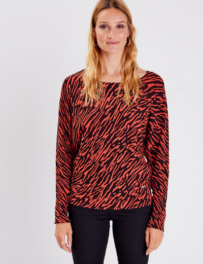 Pull manches longues orange foncé femme