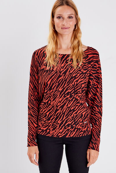 Pull manches longues orange foncé femme