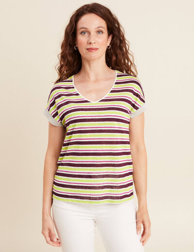 T-shirt manches courtes prune femme