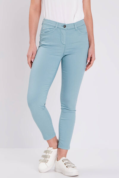 Pantalon léger taille standard 7/8ème bleu canard femme