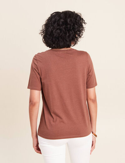 T-shirt manches courtes marron femme