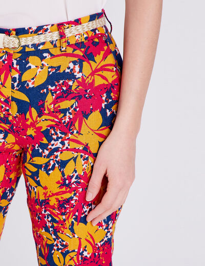 Pantalon à ceinture multicolore femme