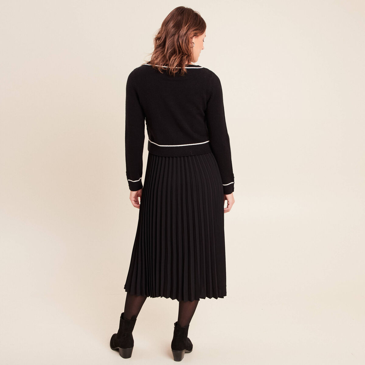 Robe longue &eacute;vas&eacute;e 2 en 1 noir femme