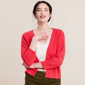 Gilet manches longues rose cerise femme