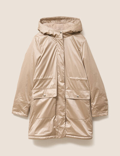Parka d&eacute;perlante manches longues sable femme